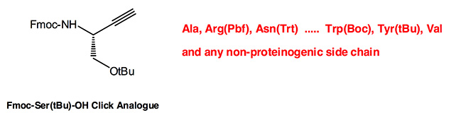 Custom Synthesis of Alkyne Amino Acids Analogues for Click Conjugation